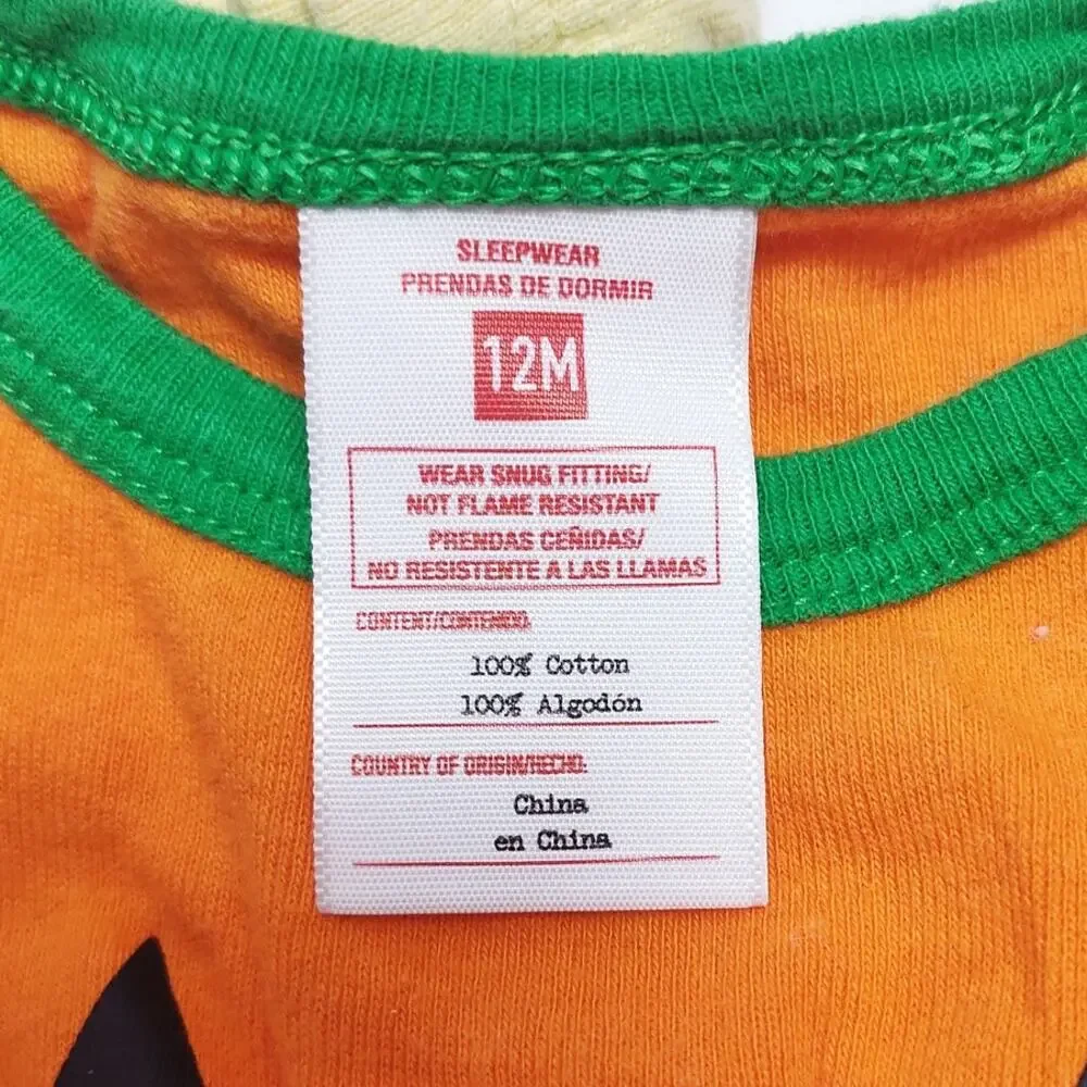 Baby 12M Halloween Pumpkin Pajamas Honest Bodysuit Lot 3Pc Fall
